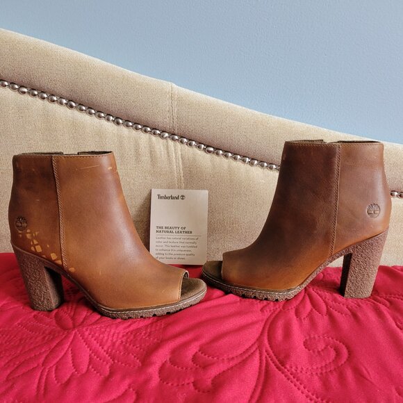 Timberland Shoes - Timberland Peep Toe Cut Out Ankle Bootie - Size 6